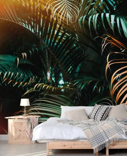 Tiefdunkle Palmblätter Fototapete