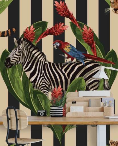 Decorazione murale estiva tropicale vintage