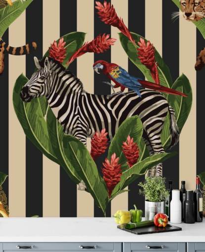 Decorazione murale estiva tropicale vintage