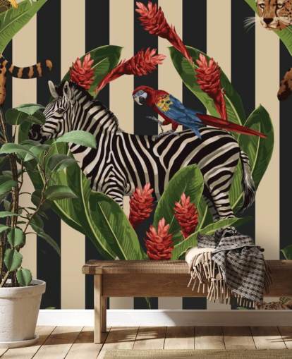 Decorazione murale estiva tropicale vintage