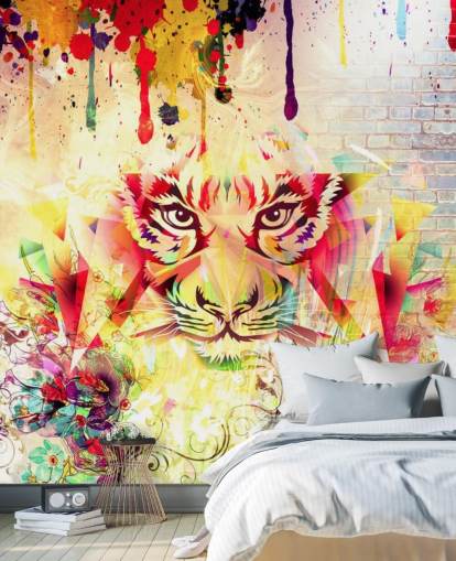 Small Graffiti Tiger Face Wallpaper Mural