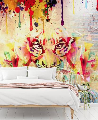 Small Graffiti Tiger Face Wallpaper Mural