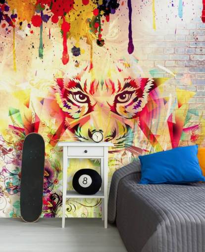 Papier Peint Fresque Graffiti Tiger Face