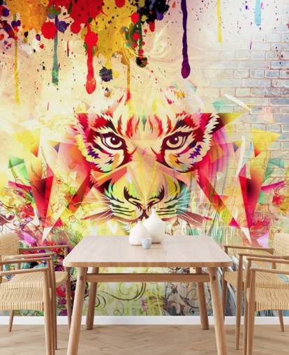 Pieni graffiti Tiger Face Taustakuva Seinämaalaus