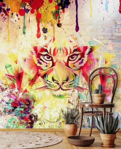 Small Graffiti Tiger Face Wallpaper Mural Small Graffiti Tiger Face Wallpaper Mural