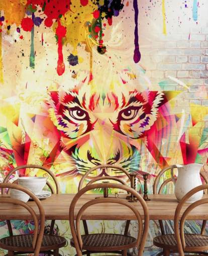 Lille Graffiti Tiger Face Wallpaper Mural