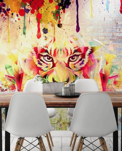 Papel pintado Cara de tigre con graffiti pequeño