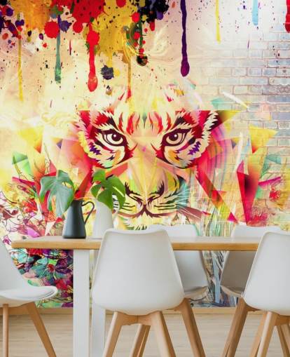 Small Graffiti Tiger Face Wallpaper Mural
