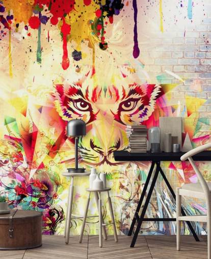 Small Graffiti Tiger Face Wallpaper Mural