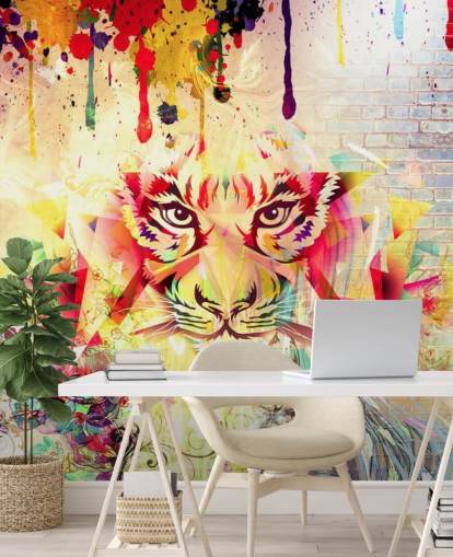 Small Graffiti Tiger Face Wallpaper Mural