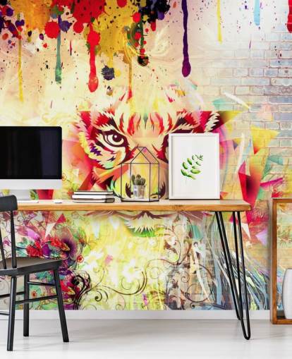 Small Graffiti Tiger Face Wallpaper Mural