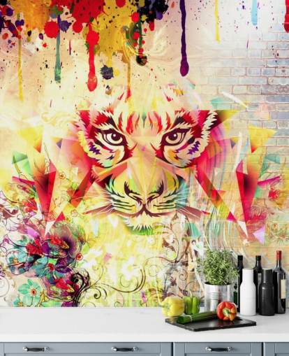 Small Graffiti Tiger Face Wallpaper Mural
