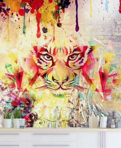 Small Graffiti Tiger Face Wallpaper Mural
