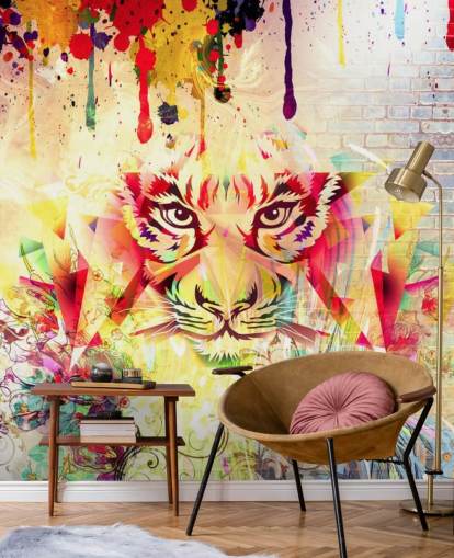 Small Graffiti Tiger Face Wallpaper Mural