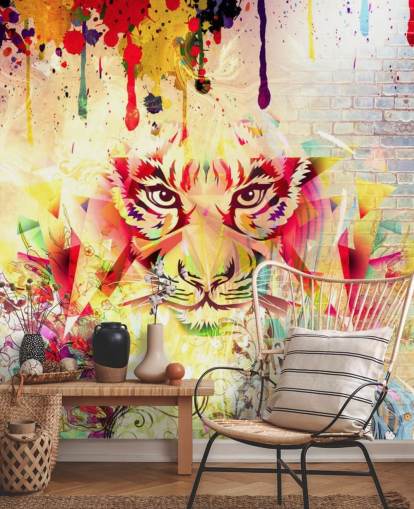 Liten Graffiti Tiger Face Bakgrund väggmålning