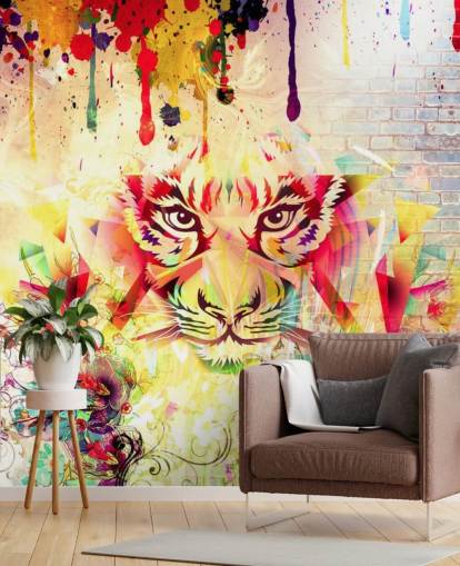 Small Graffiti Tiger Face Wallpaper Mural