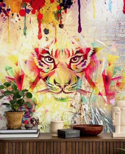 Small Graffiti Tiger Face Wallpaper Mural