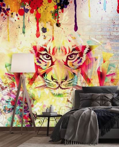 Papier Peint Fresque Graffiti Tiger Face