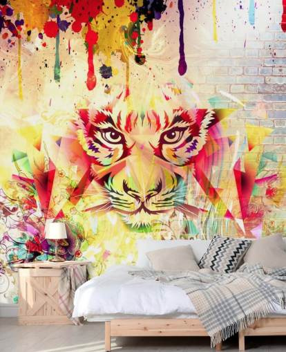 Papel pintado Cara de tigre con graffiti pequeño