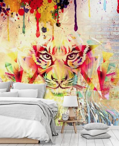 Papel de parede pequeno Graffiti Tiger Face