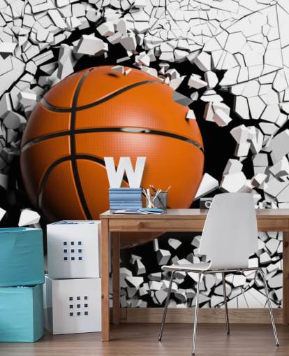 Decorazione murale con esplosione basket 