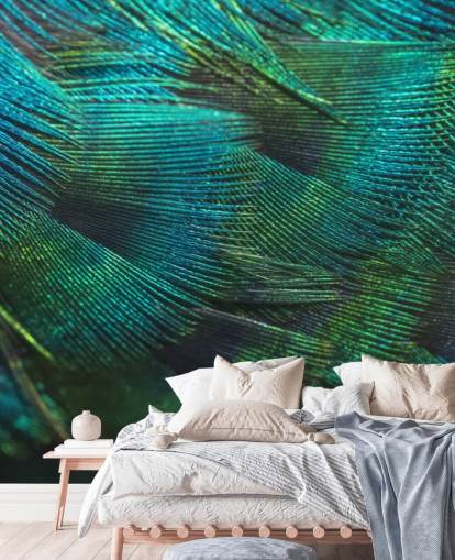 Närbild Peacock Fjädrar väggmålning Närbild Peacock Fjädrar väggmålning