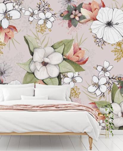 Papier peint Pink Floral Burst par Kelly Kratzing Papier peint Pink Floral Burst par Kelly Kratzing