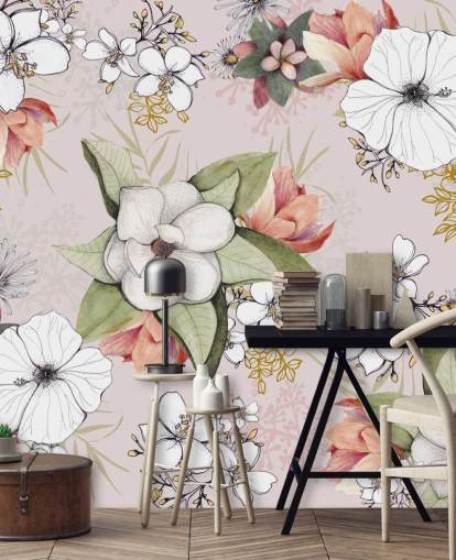 Pink Floral Burst Tapete von Kelly Kratzing