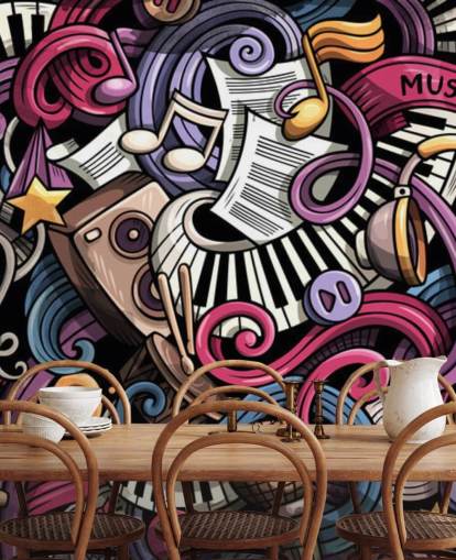 Instrument Illustration Väggmålning