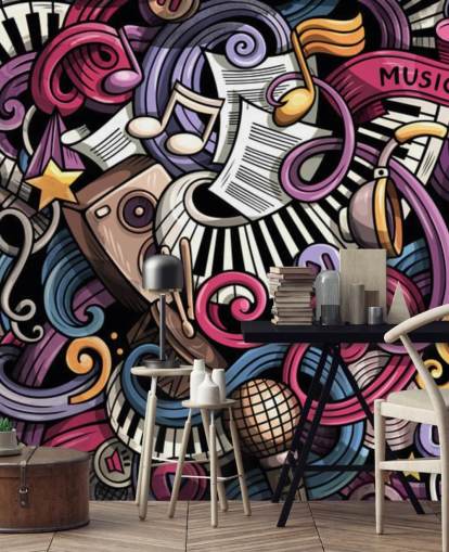 Instrument Illustration Väggmålning