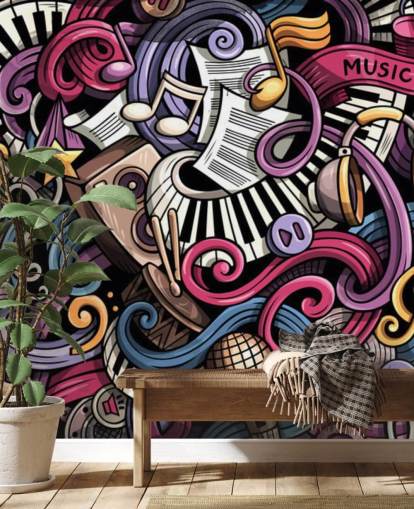 Instrument Illustration Väggmålning