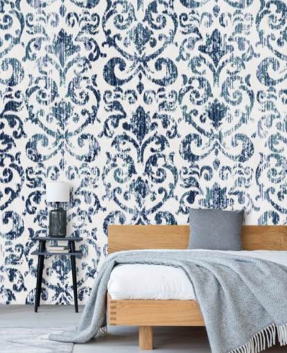 Blau bedruckte Weinlese-