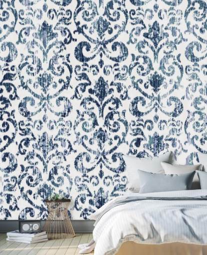 Blau bedruckte Weinlese-