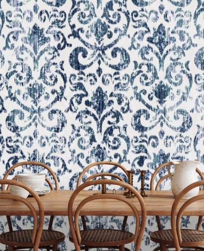 Blau bedruckte Weinlese-