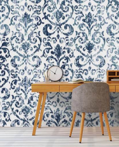 Papel pintado vintage estampado azul