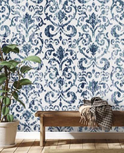 Papel pintado vintage estampado azul Papel pintado vintage estampado azul