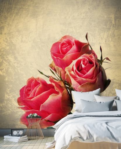 Papier Peint Trois Roses Roses Vintage