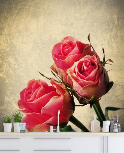 Three Vintage Pink Roses Wallpaper
