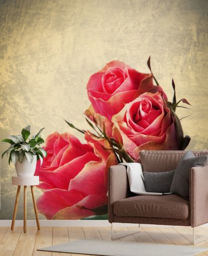 Three Vintage Pink Roses Wallpaper