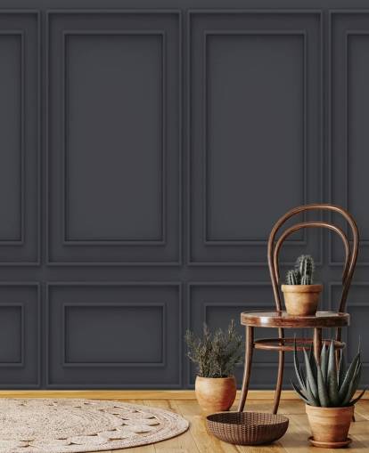 3D off svart panel tapet