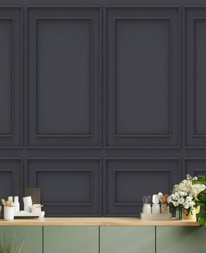 Papel de parede 3D off black panel