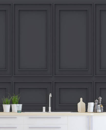 3D off svart panel tapet