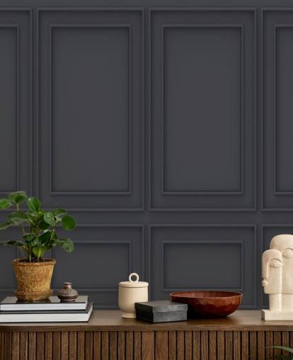 3D aus schwarzer Panel-Tapete