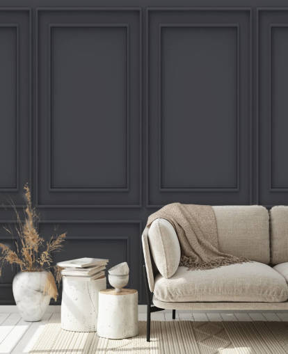 3D off svart panel tapet