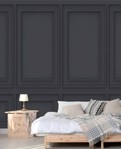 3D off svart panel tapet