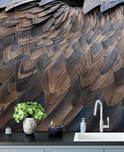 Vulture Feathers Print Wallpaper