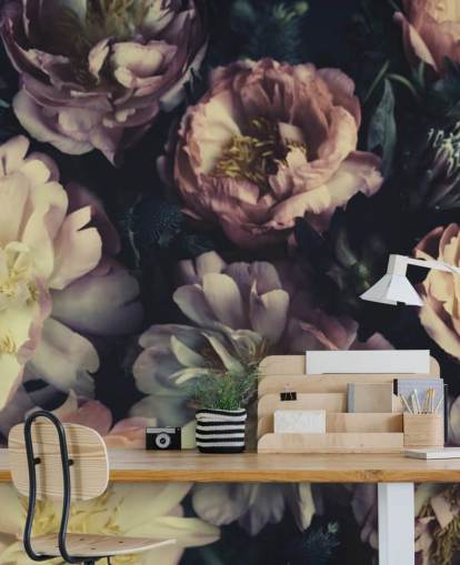 lila anpassningsbar blommig väggmålning kallad Purple Roses för sovrum, vardagsrum och matsalar lila anpassningsbar blommig väggmålning kallad Purple Roses för sovrum, vardagsrum och matsalar