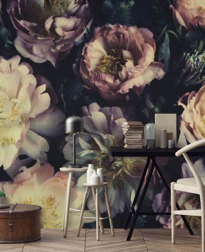 purple customisable floral wall mural called Purple Roses for bedrooms, living rooms and dining rooms