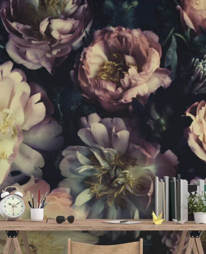 purple customisable floral wall mural called Purple Roses for bedrooms, living rooms and dining rooms