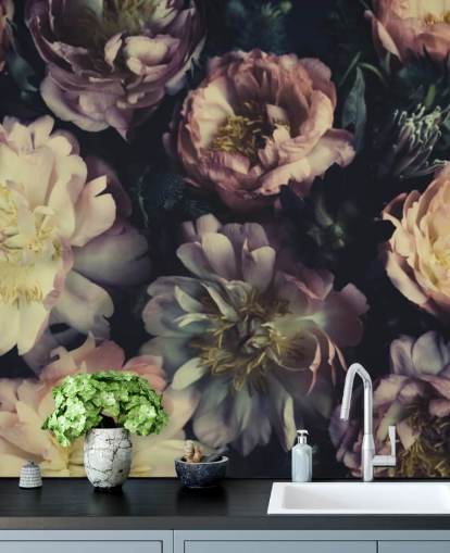 purple customisable floral wall mural called Purple Roses for bedrooms, living rooms and dining rooms